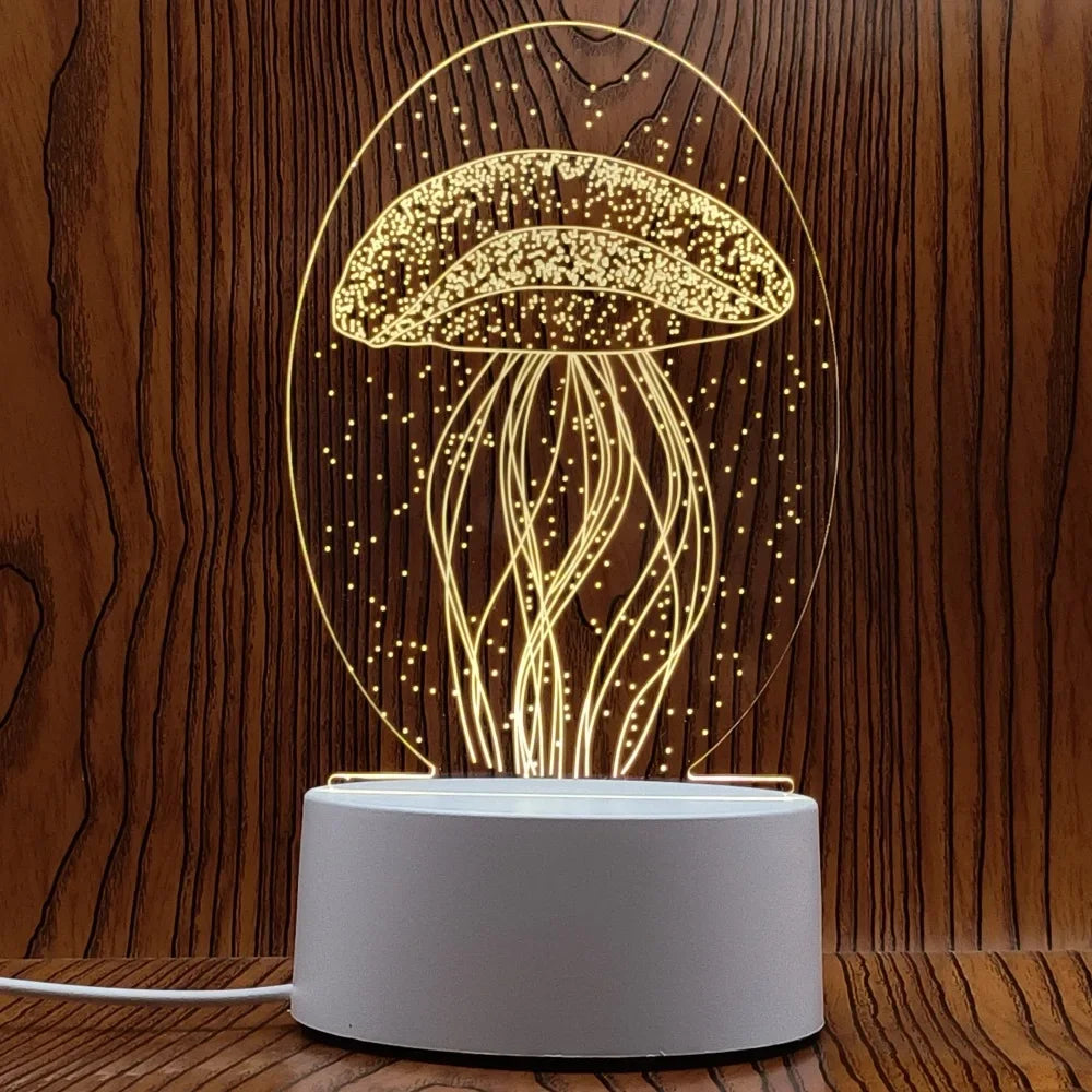 Veilleuse 3D Illusion Gravure Laser Formes Variées