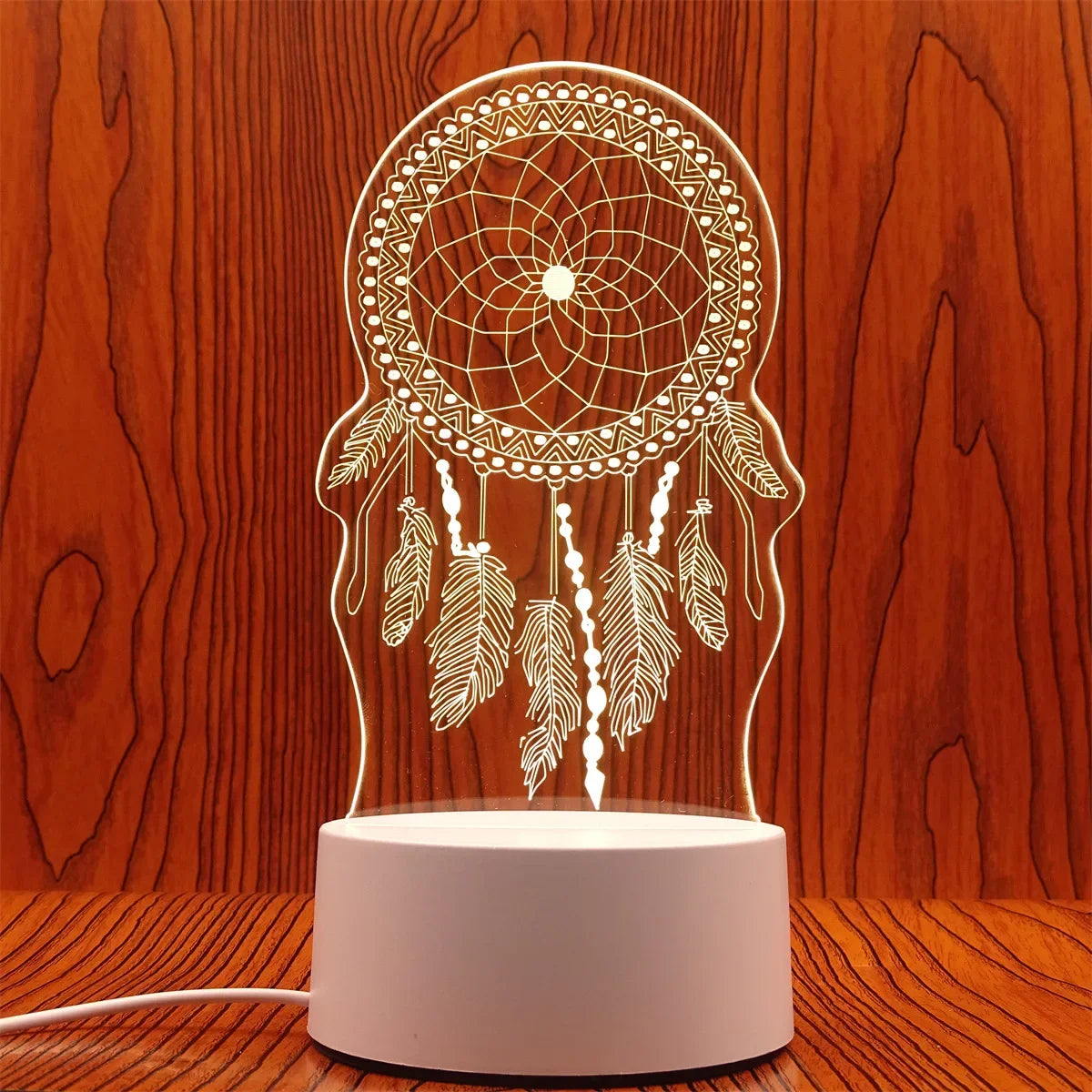 Veilleuse 3D Illusion Gravure Laser Formes Variées