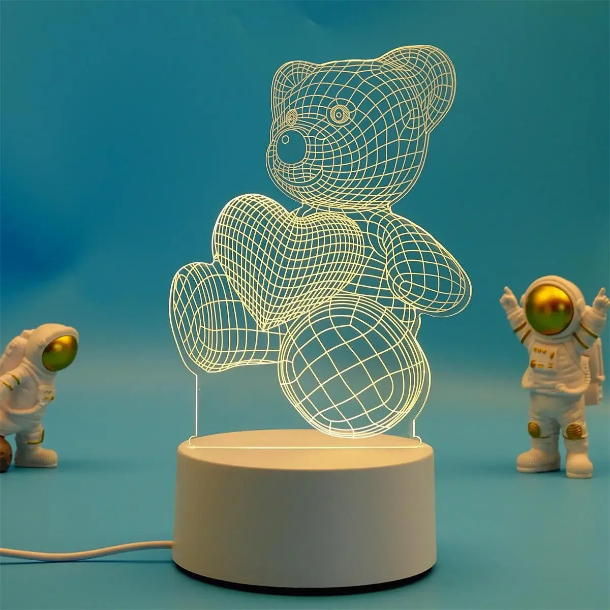 Veilleuse 3D Illusion Gravure Laser Formes Variées