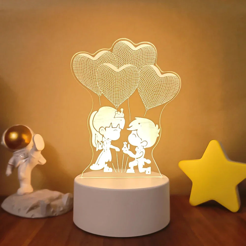 Veilleuse 3D Illusion Gravure Laser Formes Variées