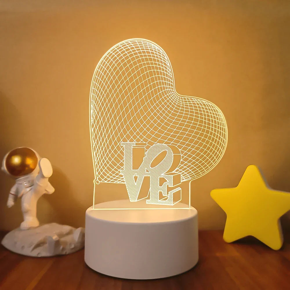 Veilleuse 3D Illusion Gravure Laser Formes Variées
