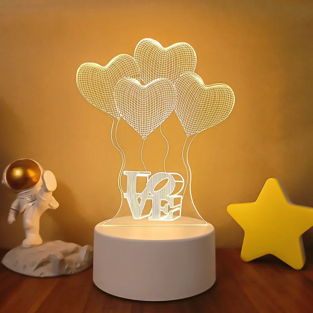 Veilleuse 3D Illusion Gravure Laser Formes Variées