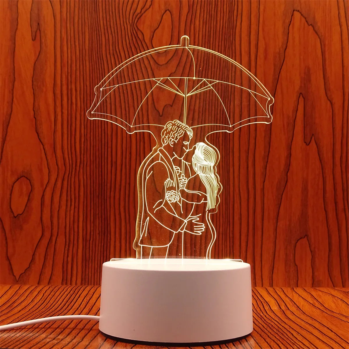 Veilleuse 3D Illusion Gravure Laser Formes Variées