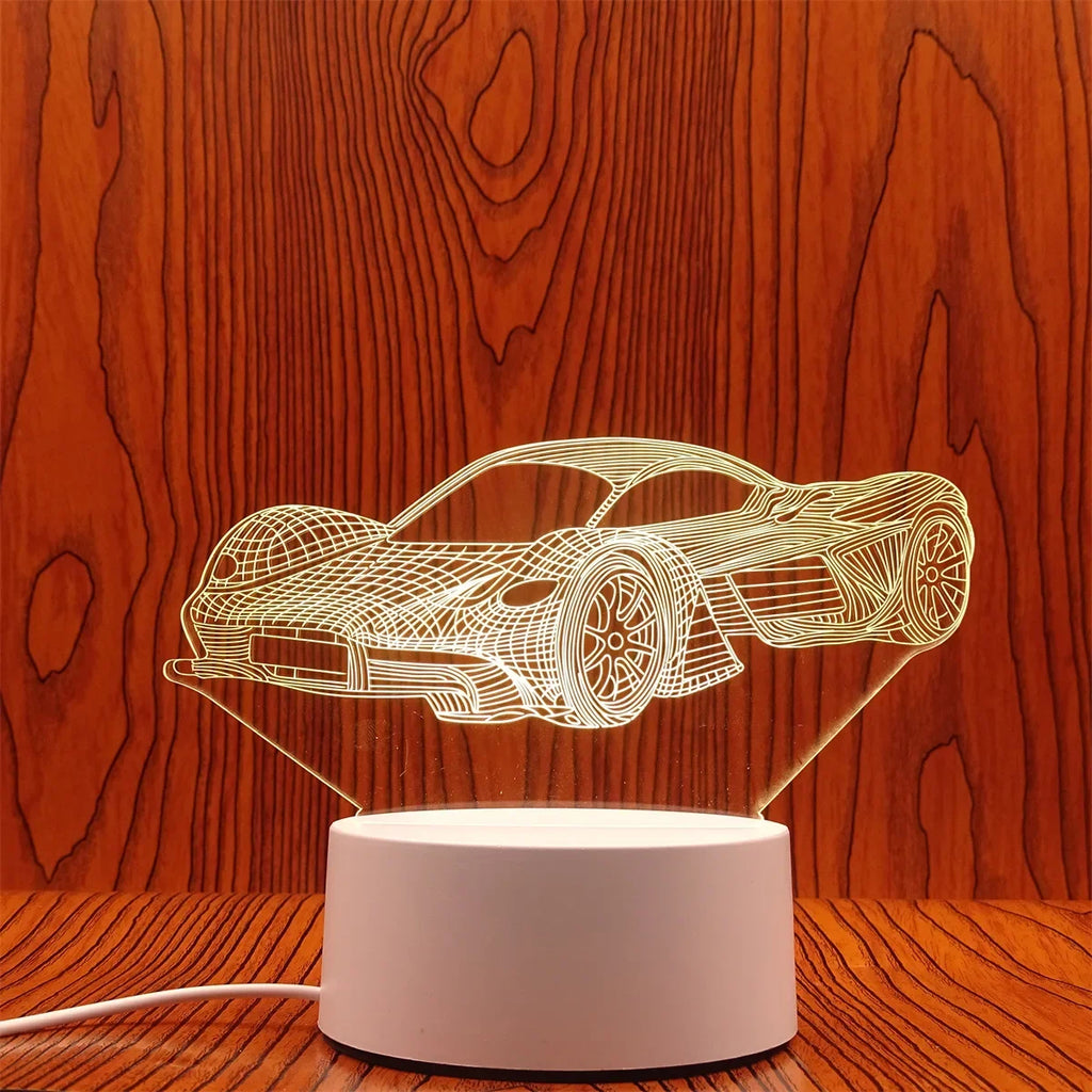 Veilleuse 3D Illusion Gravure Laser Formes Variées