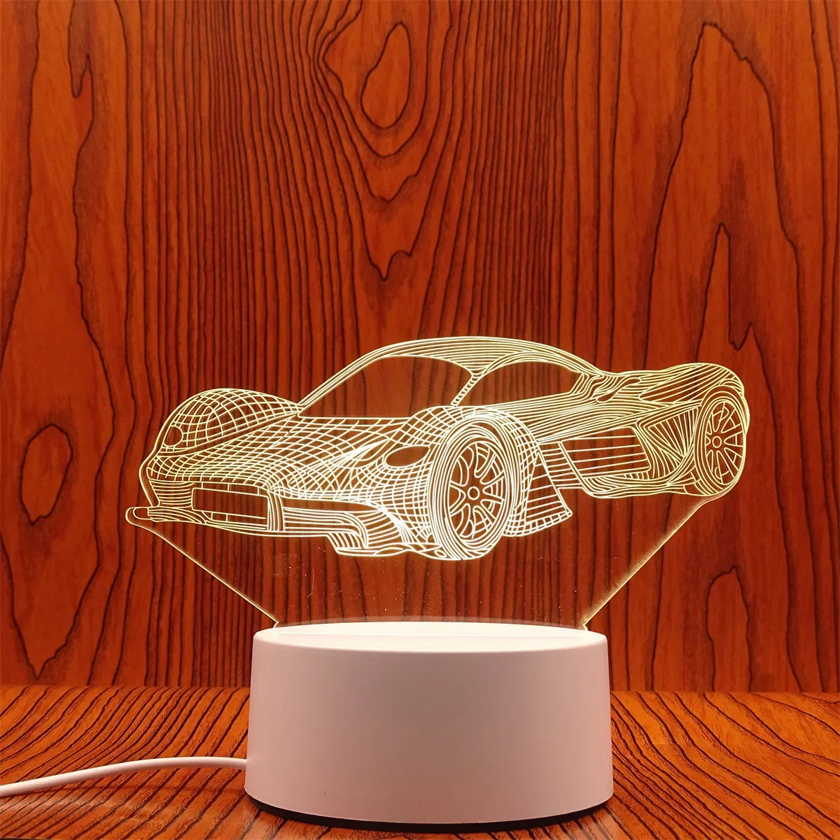 Veilleuse 3D Illusion Gravure Laser Formes Variées