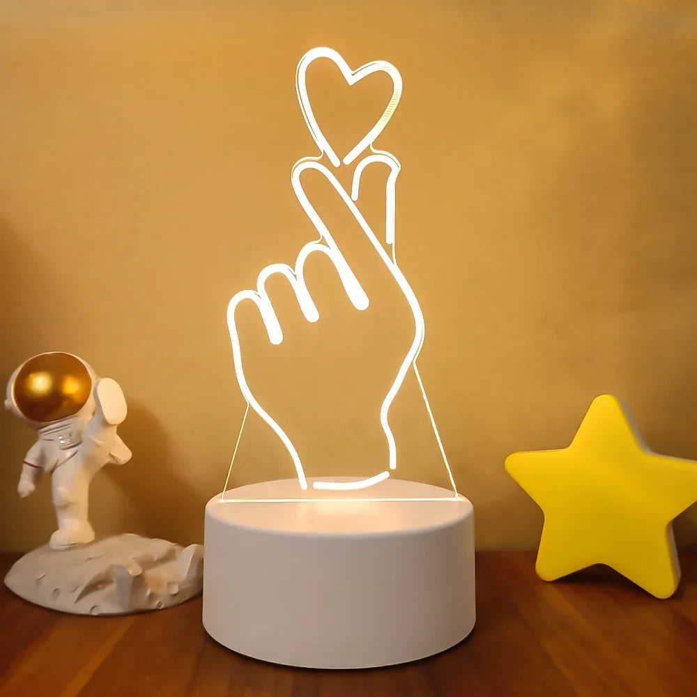 Veilleuse 3D Illusion Gravure Laser Formes Variées