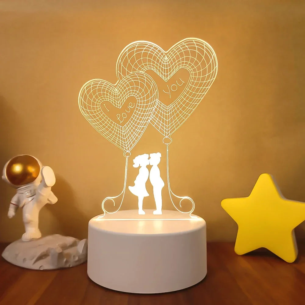 Veilleuse 3D Illusion Gravure Laser Formes Variées