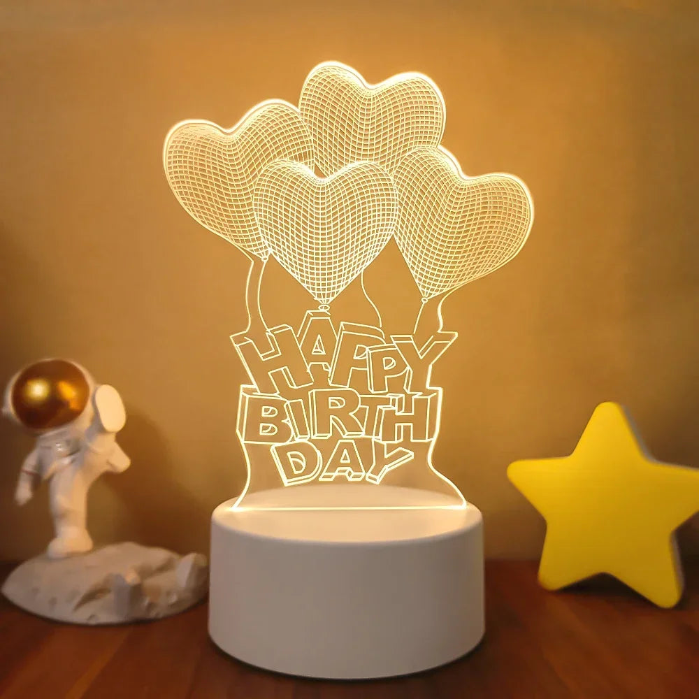 Veilleuse 3D Illusion Gravure Laser Formes Variées