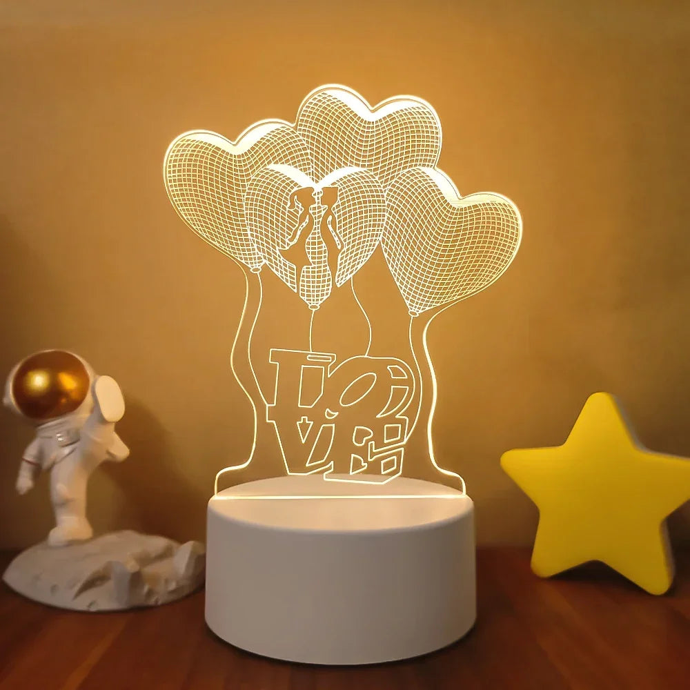 Veilleuse 3D Illusion Gravure Laser Formes Variées