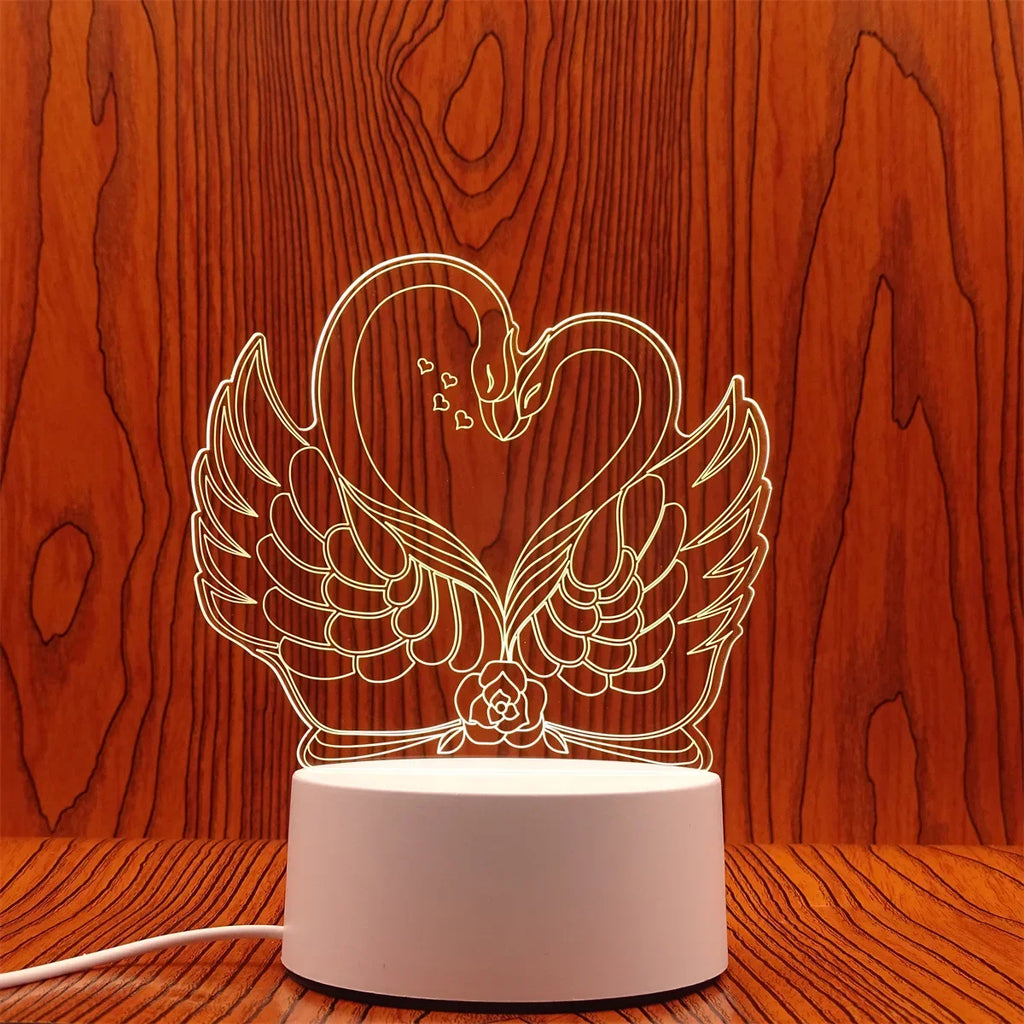 Veilleuse 3D Illusion Gravure Laser Formes Variées