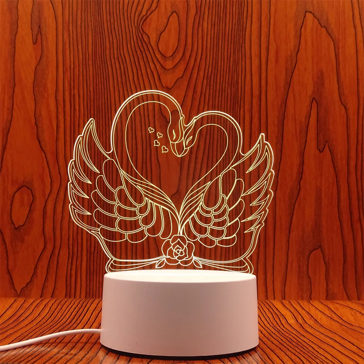 Veilleuse 3D Illusion Gravure Laser Formes Variées