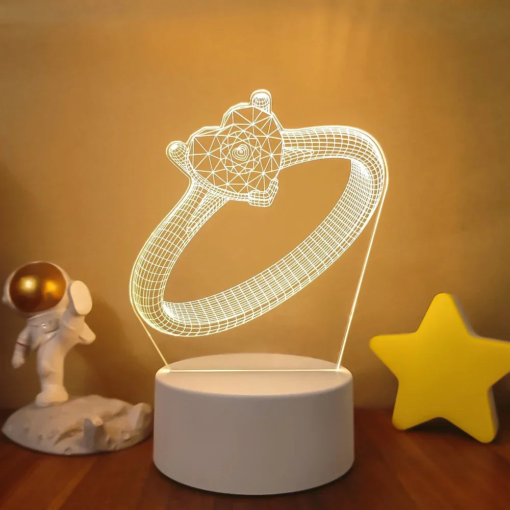 Veilleuse 3D Illusion Gravure Laser Formes Variées