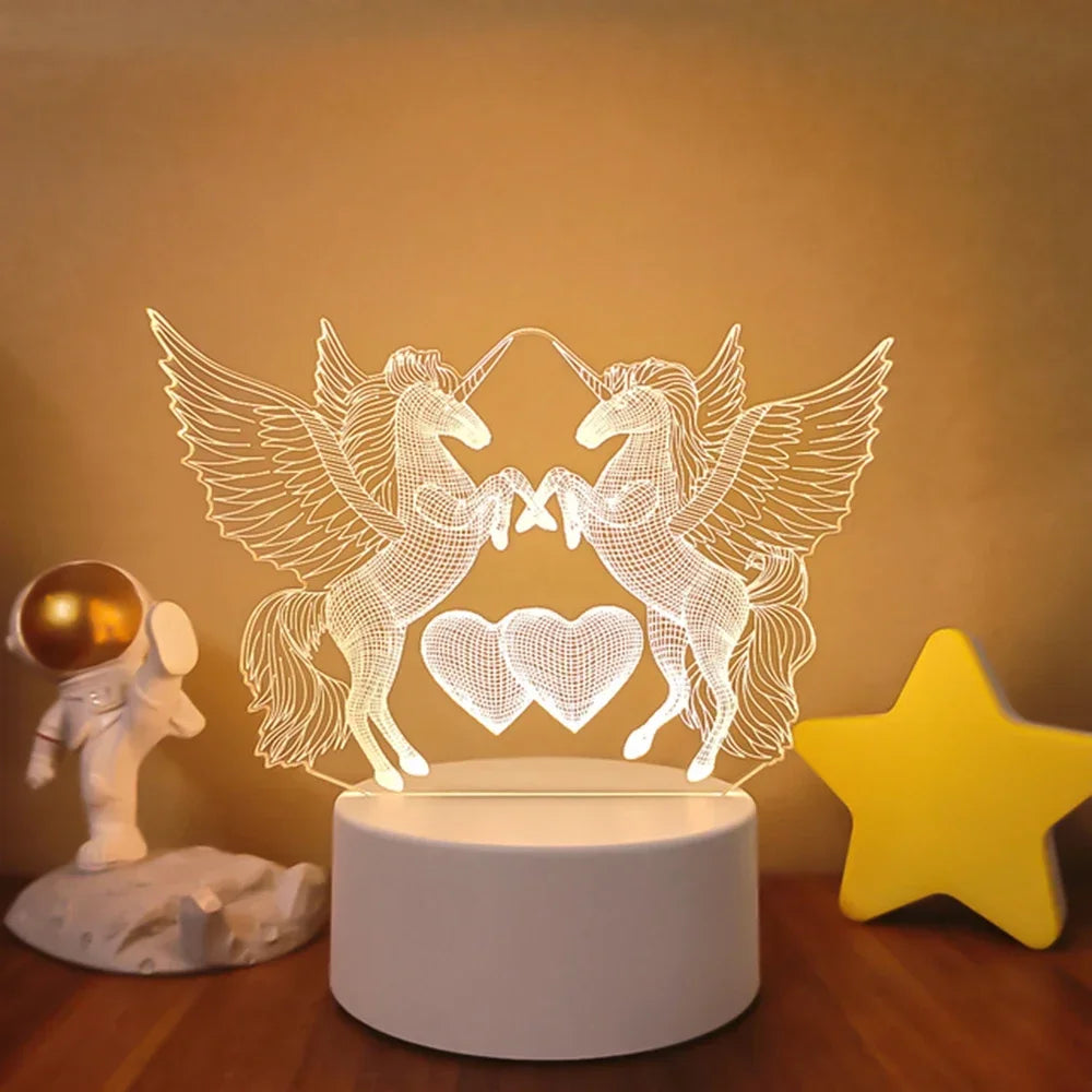 Veilleuse 3D Illusion Gravure Laser Formes Variées