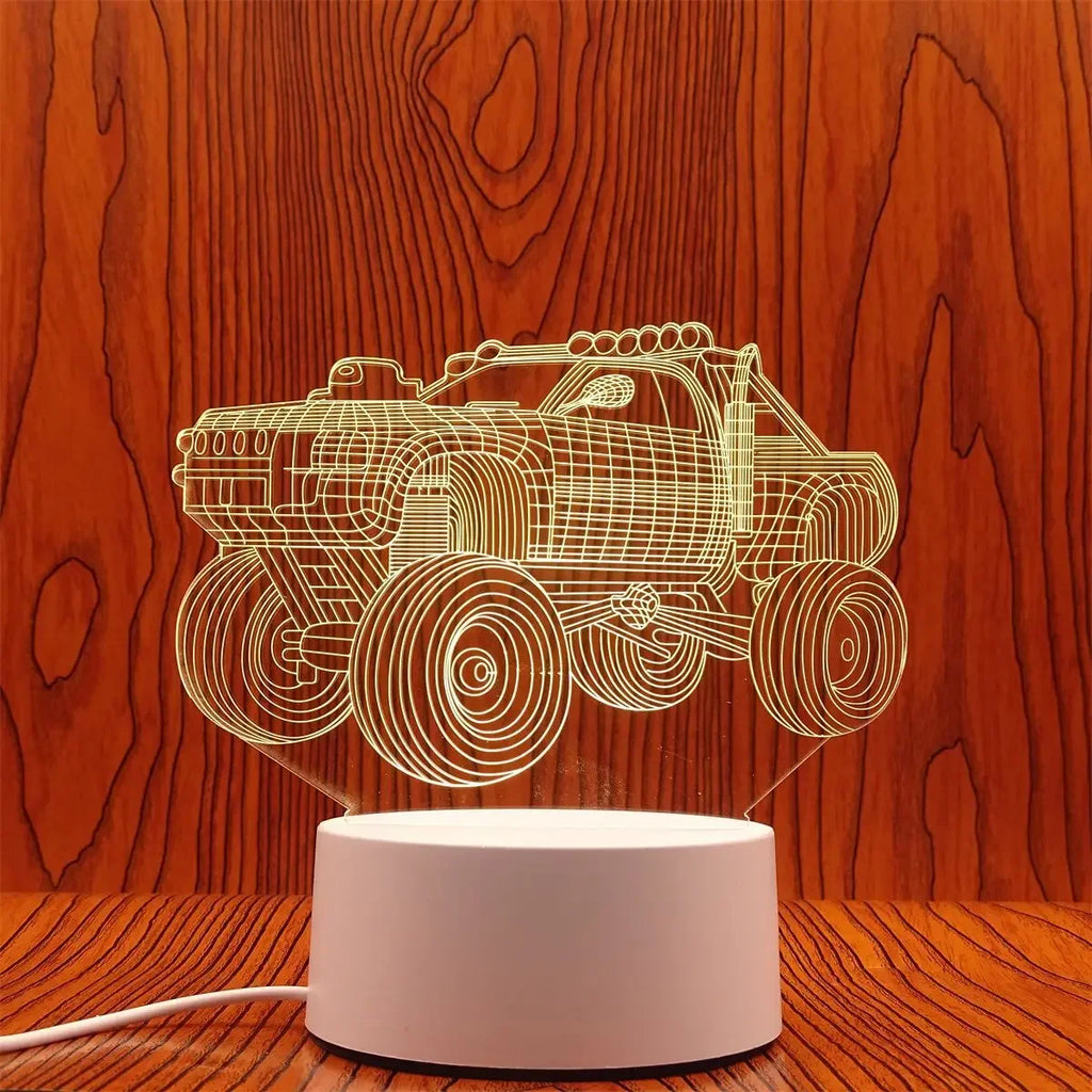 Veilleuse 3D Illusion Gravure Laser Formes Variées
