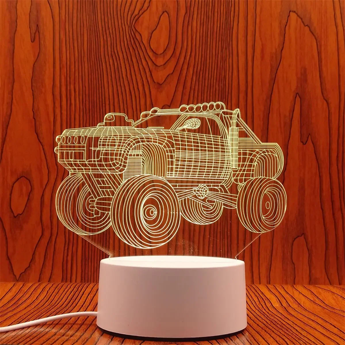 Veilleuse 3D Illusion Gravure Laser Formes Variées